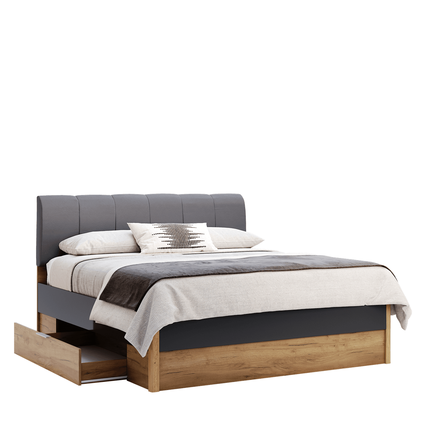 Двоспальне ліжко Ramona 160x200 см Дуб крафт - Мат Лава  MiroMark
