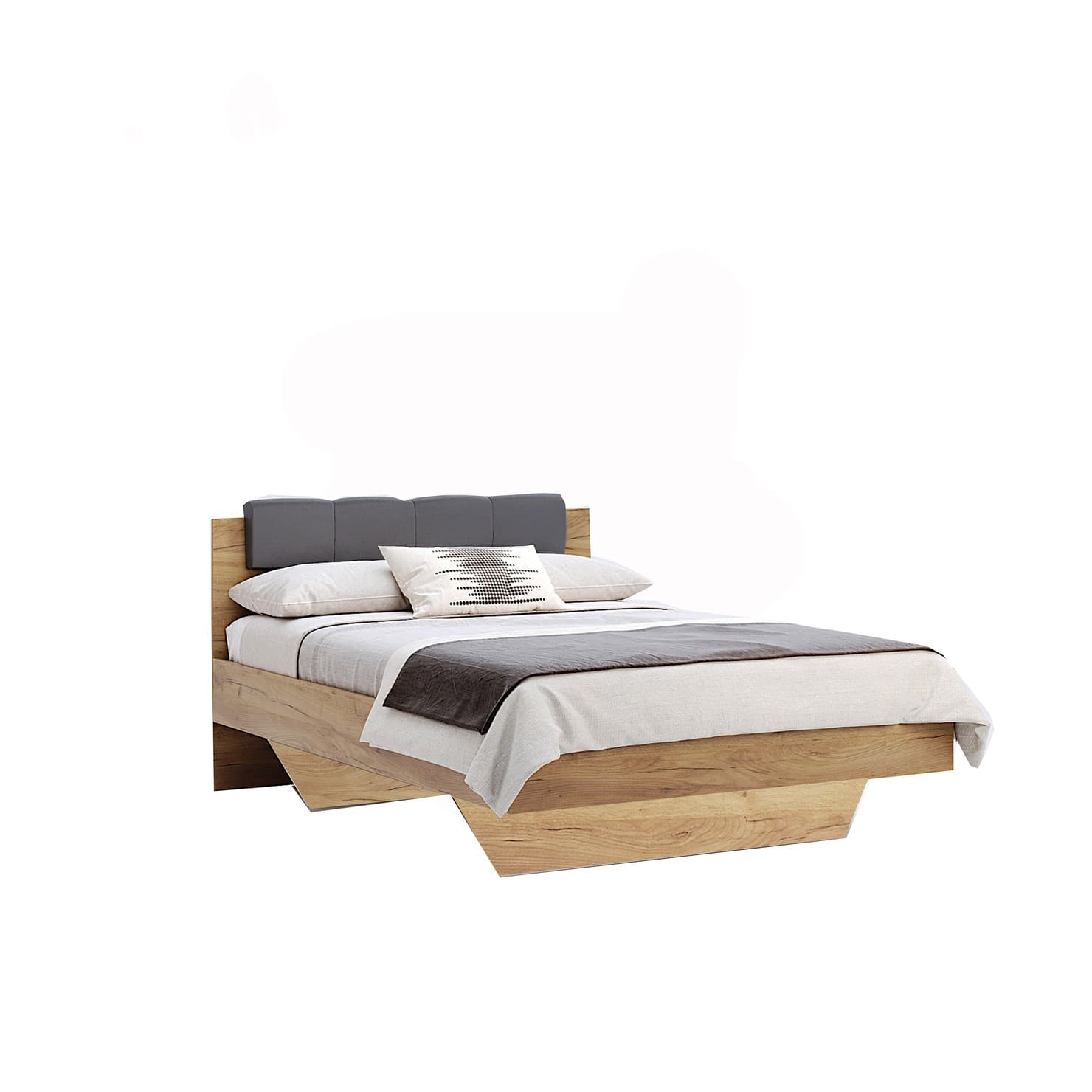 Двоспальне ліжко Ramona 140x200 см Дуб крафт - Мат Лава MiroMark