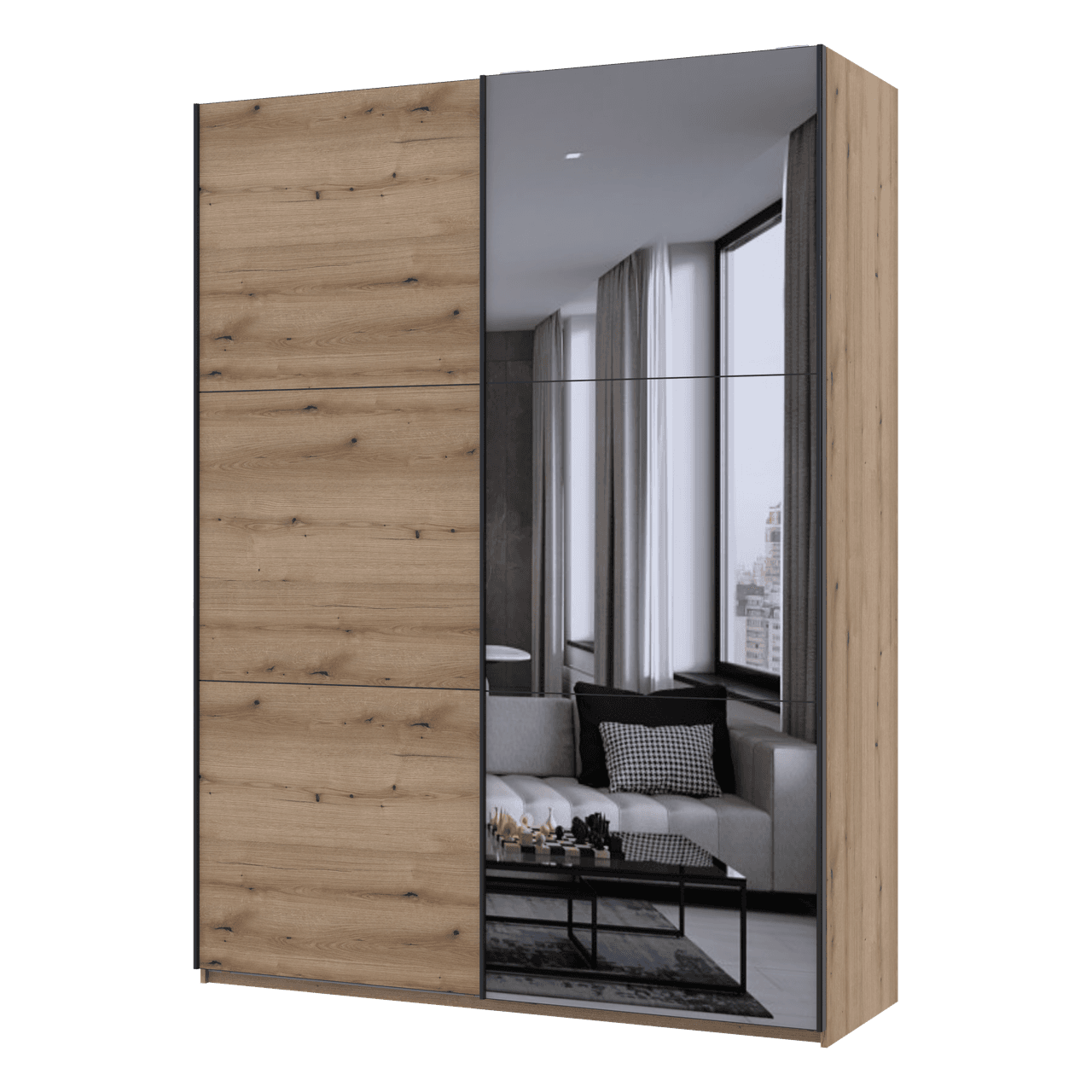 Шафа купе Doros G-Caiser Дуб Евок 1 ДСП / 1 дзеркало / 3 частини 180х60х240 (80737749)