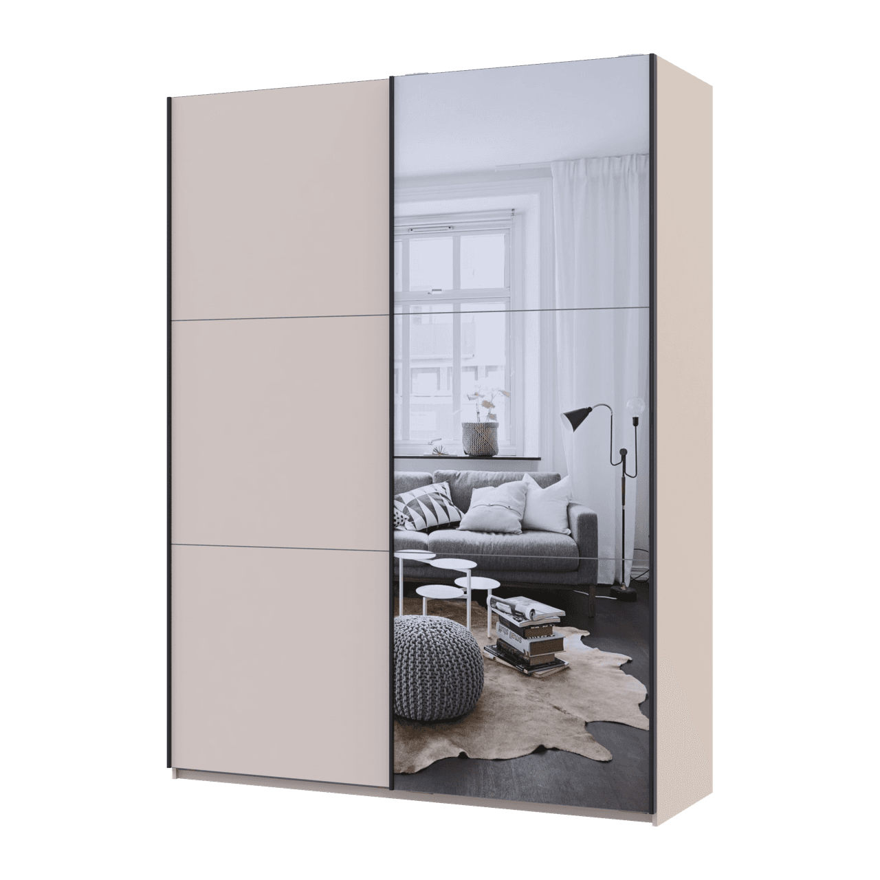 Шафа купе Doros G-Caiser Кашемір/Кашемір 1 ДСП/1 дзеркало 3 частини 180х60х240 (42005321)