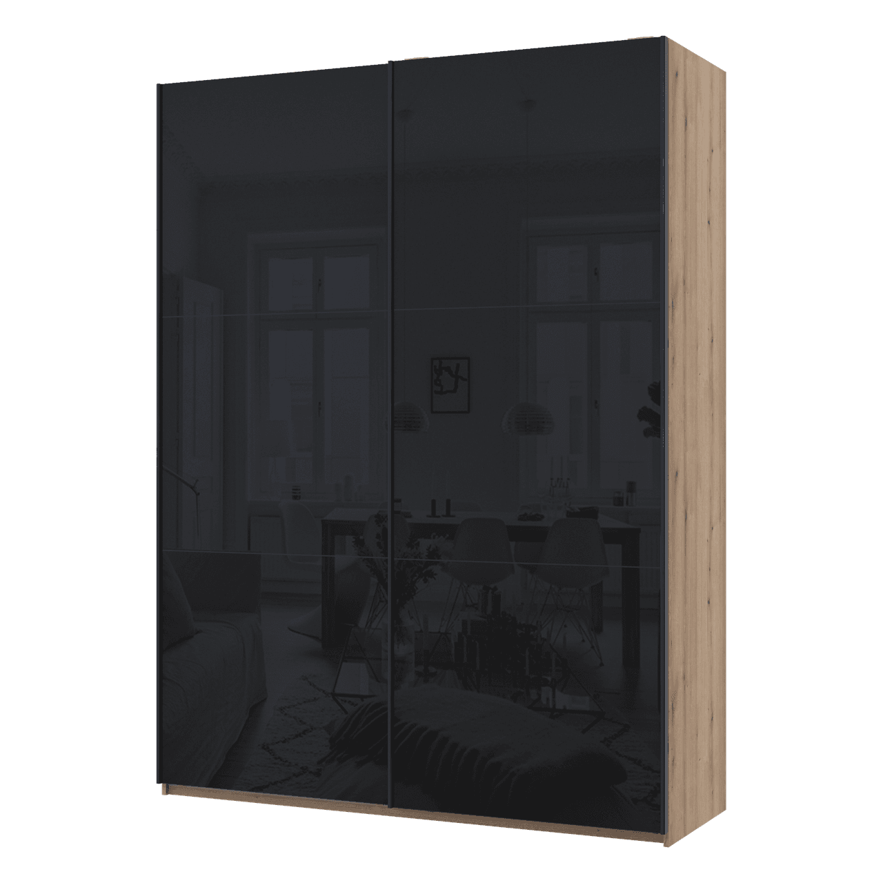 Шафа купе Doros G-Caiser Дуб Евок / Чорний 2 Скла / 3 частини 180х60х240 (80737751)