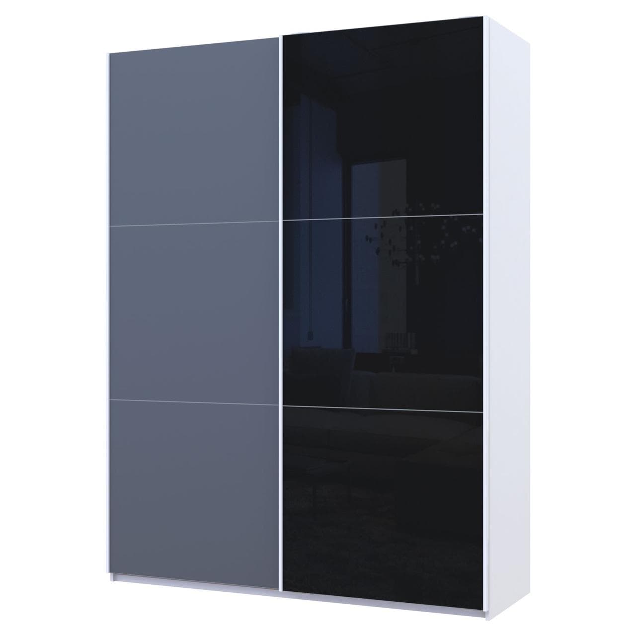 Шафа купе Doros G-Caiser Білий Графіт/Чорний 1 ДСП / 1 скло / 3 частини 180х60х240 (42005095)