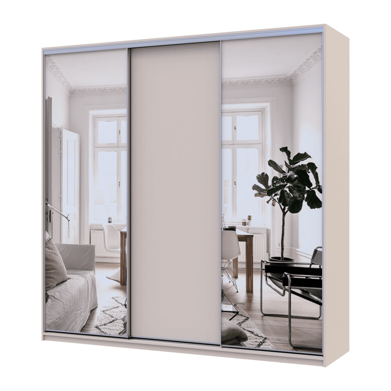 Шафа купе Doros Сіті Лайт Кашемір 1 ДСП / 2 дзеркала 225х60х225 (80736380)