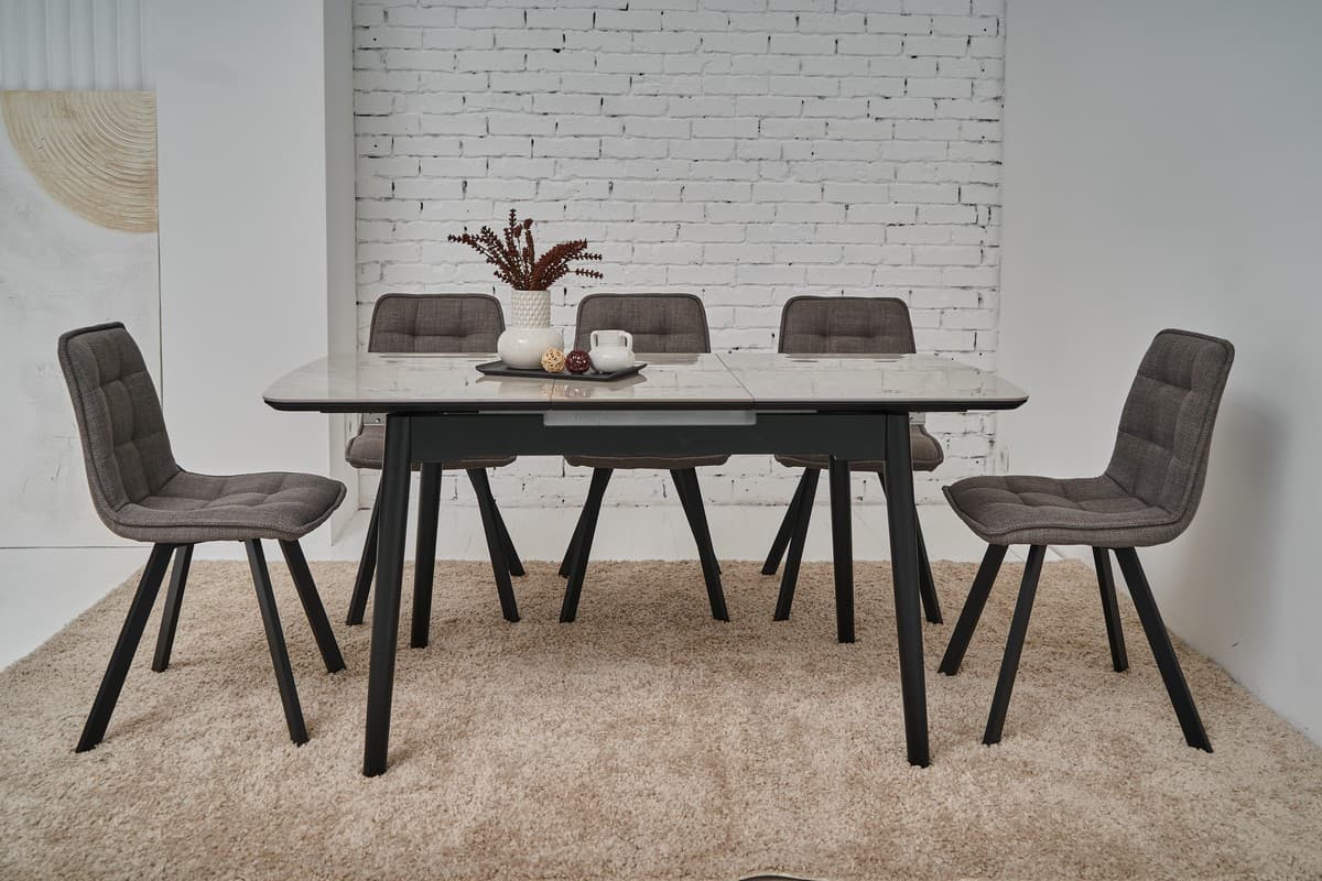 Керамічний стіл  TM-76 калакатта мармур (сіра кераміка) + чорний 3