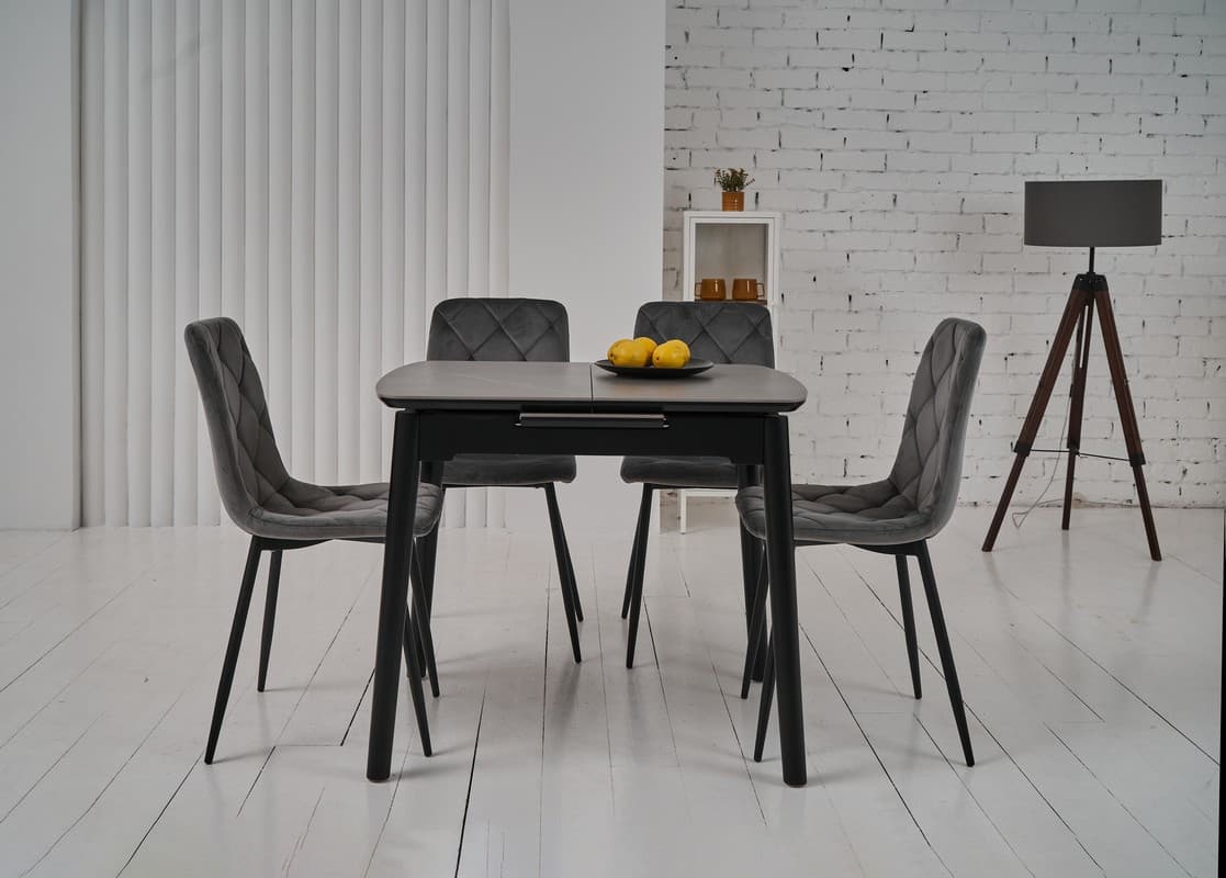 Стілець N-41 темно-сірий велюр + чорний 8