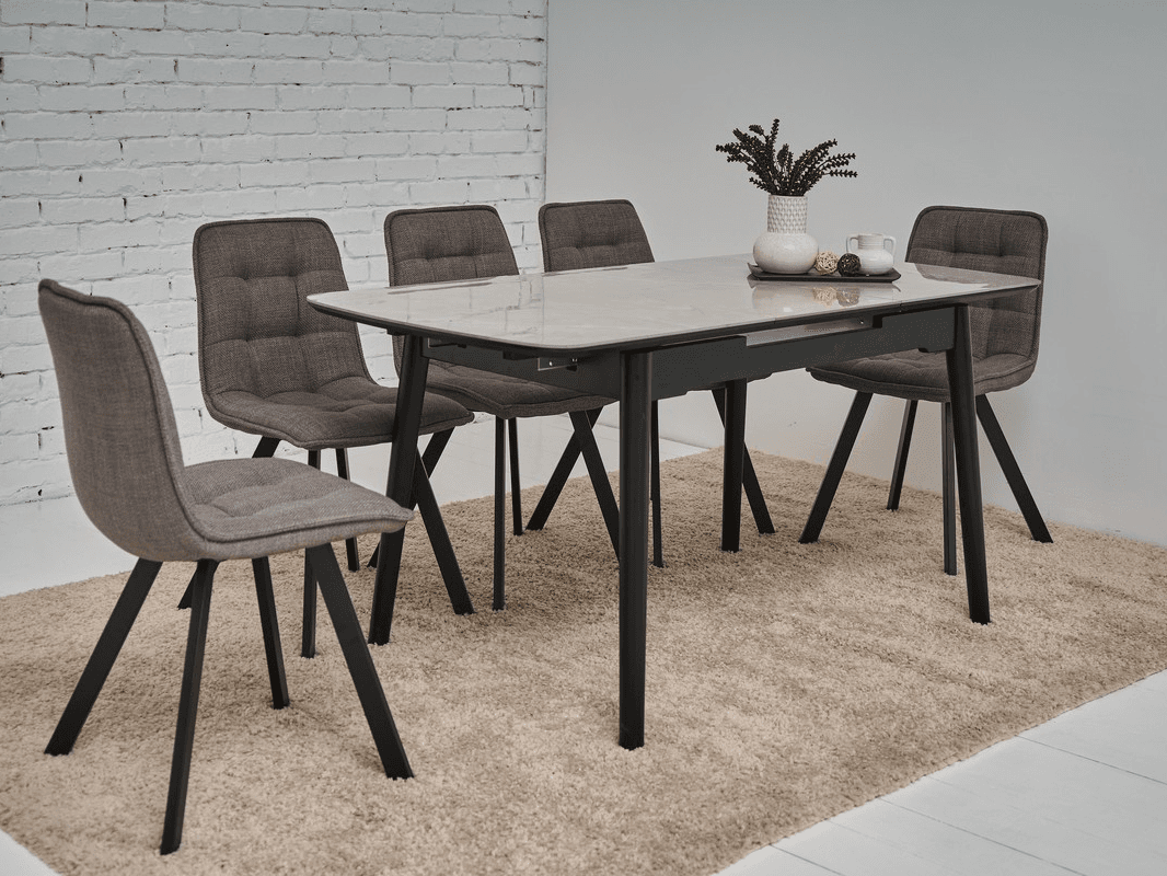 Керамічний стіл  TM-76 калакатта мармур (сіра кераміка) + чорний