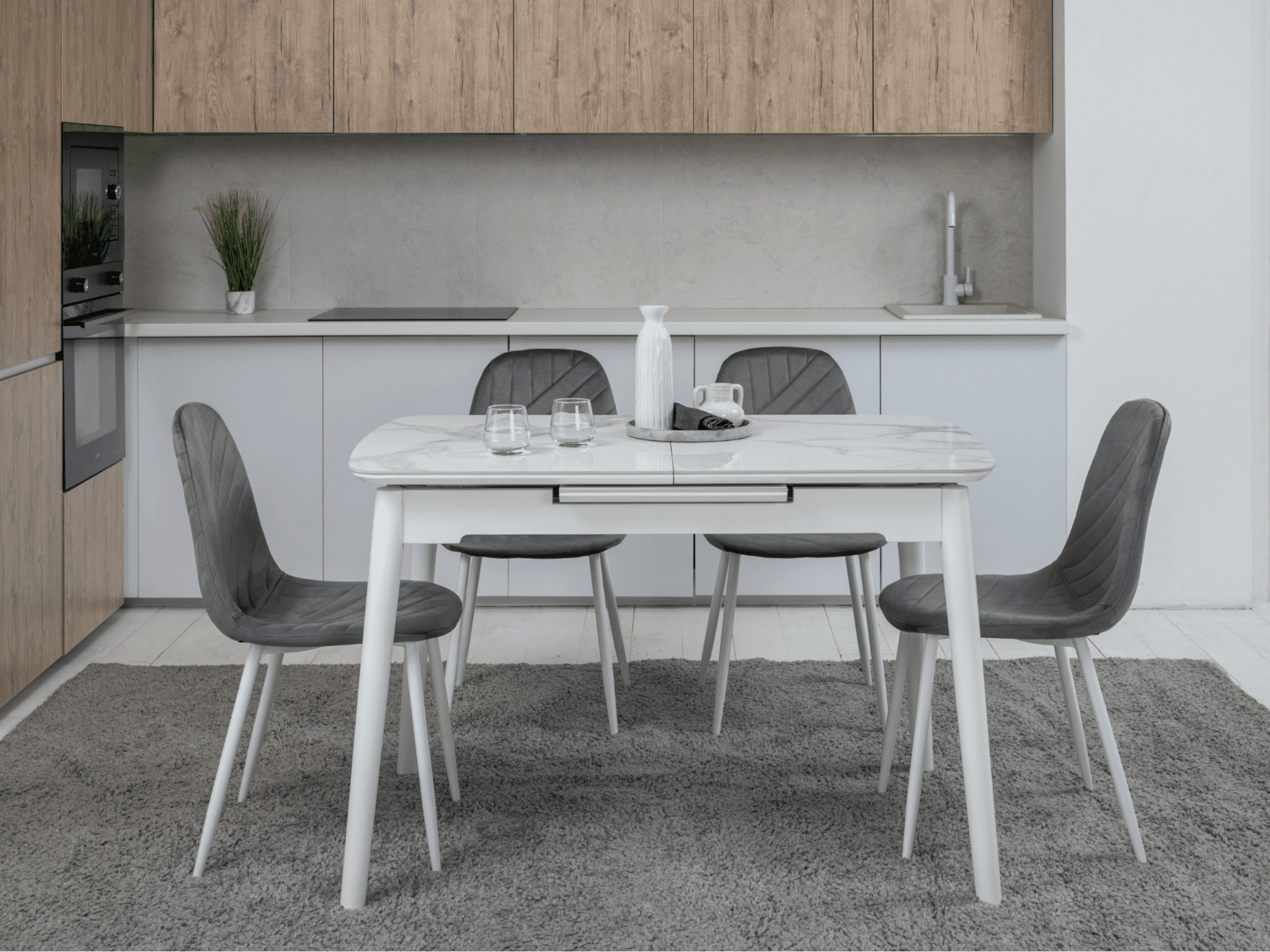 Керамічний стіл  TM-76 вайт клауд + білий 3