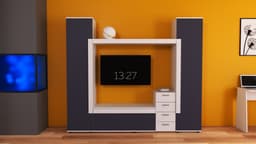 Стінка у вітальню під ТВ Ехо-2, Білий+Антрацит, 2160х420х1850 2