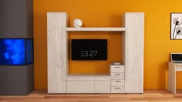 Стінка у вітальню під ТВ Ехо-2, Дуб Крафт Білий, 2160х420х1850 2