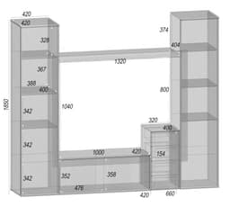 Стінка у вітальню під ТВ Ехо-2, Дуб Сонома, 2160х420х1850 4