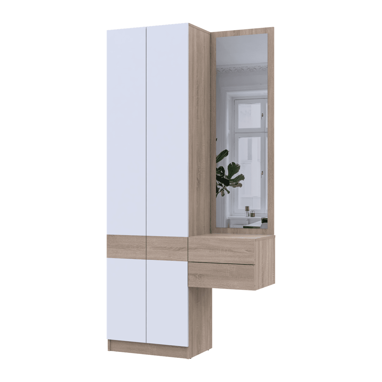 Передпокій Doros Сола Doros 1+2 Дуб Сонома/Білий ДСП / дзеркало 105х40х215 (42005150)