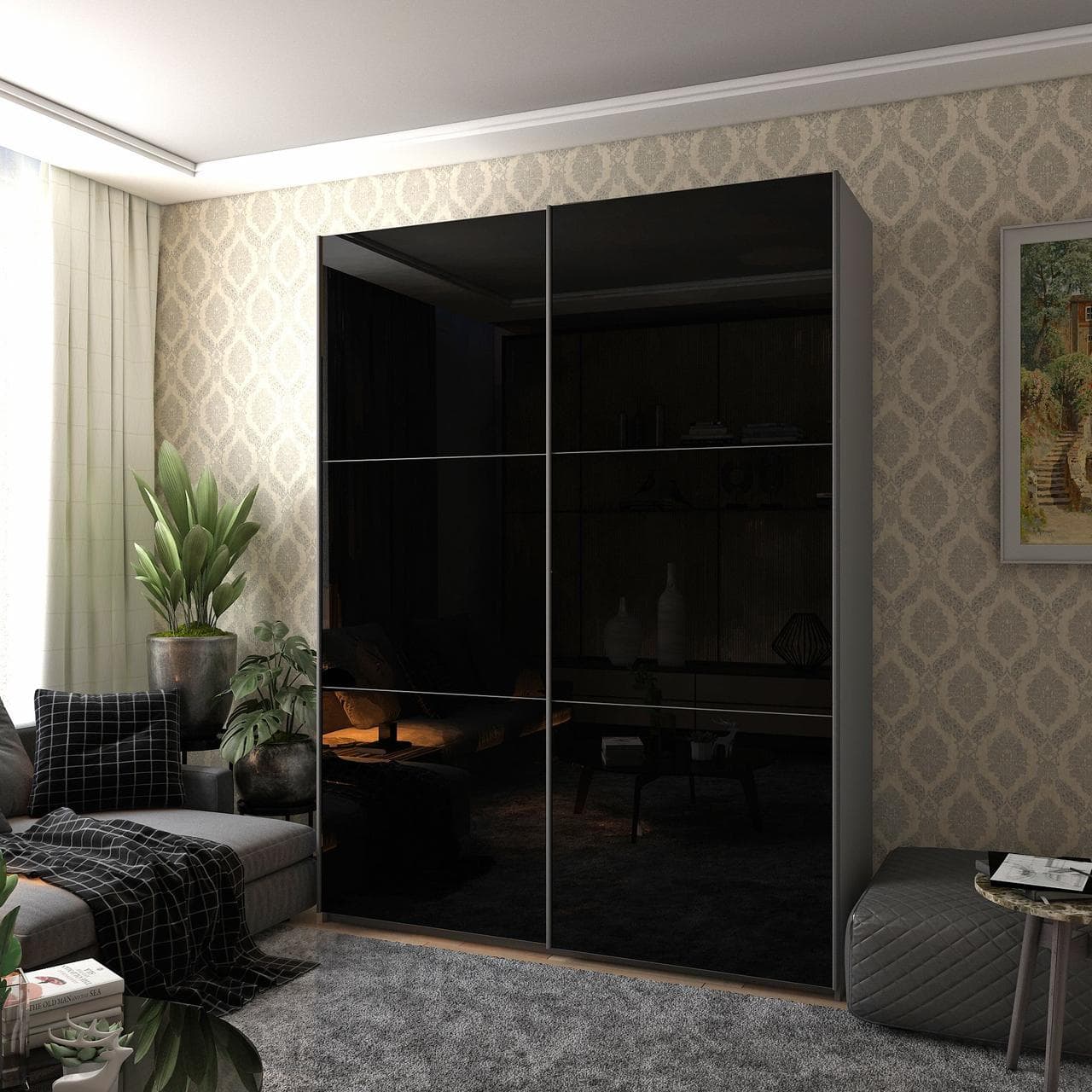 Шафа купе Doros G-Caiser Графіт 2 Скла / 3 частини 180х60х240 (42005016)