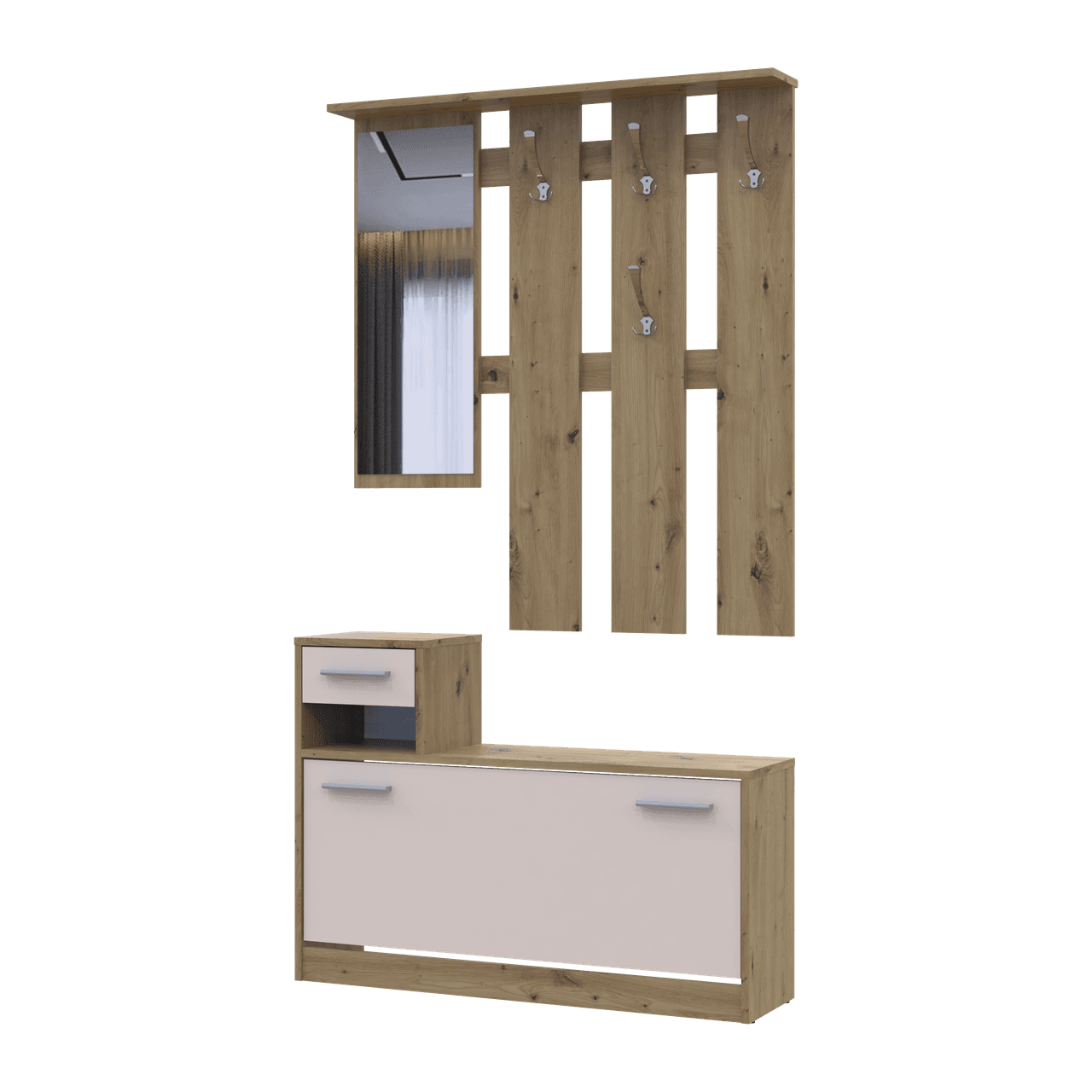 Передпокій Doros Alice Дуб Евок/Кашемір 1 дзеркало 100х27х182.9 (44900360)