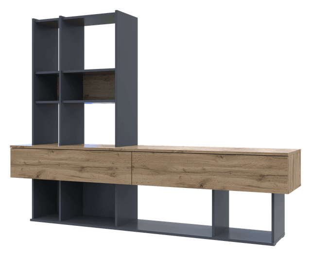 Стінка у вітальню Doros Нота Графіт/Дуб Евок 195х42х147 (44900207)