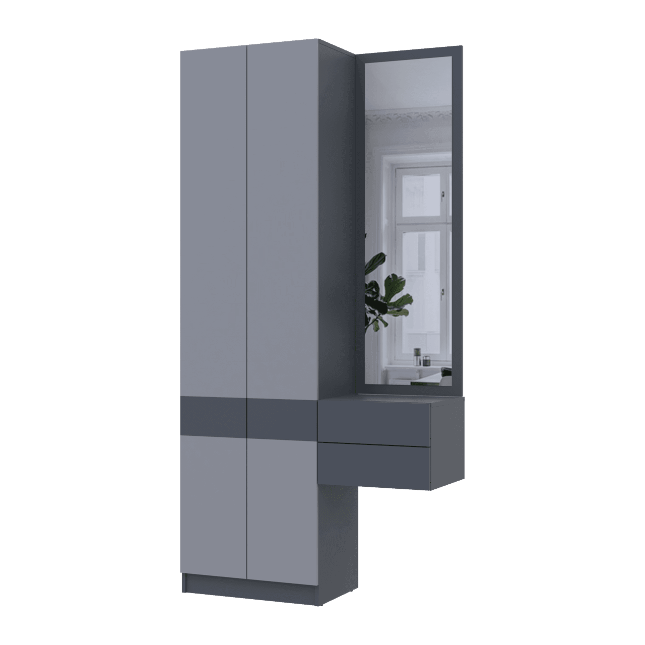 Передпокій Doros Сола 1+2 Doros Графіт/Сірий ДСП / дзеркало 105х40х215 (42005153)