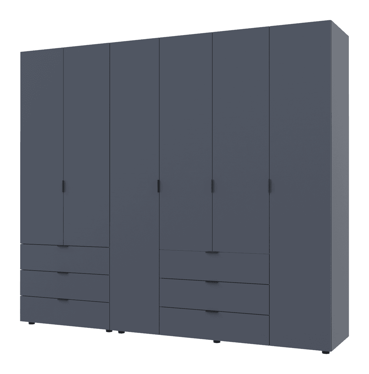 Розпашна Шафа для одягу Doros Гелар комплект Графіт 2+4 ДСП 232,5х49,5х203,4 (42002133)