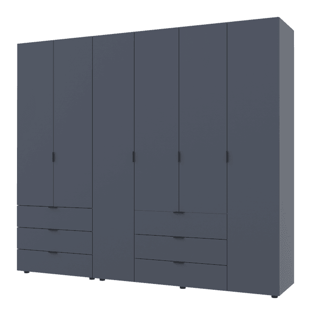 Розпашна Шафа для одягу Doros Гелар комплект Графіт 2+4 ДСП 232,5х49,5х203,4 (42002133)