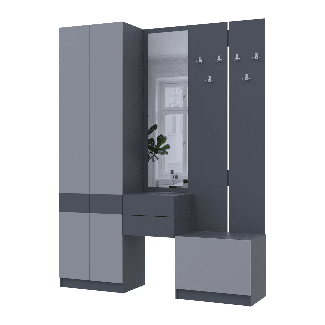 Передпокій Doros Сола Графіт/Сірий ДСП / дзеркало 165х40х215 (42005146)