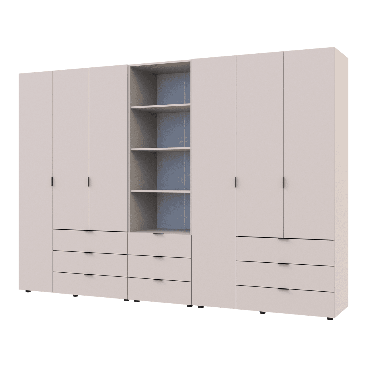 Шафа для одягу Doros Гелар Кашемір 3+3ДСП з пеналом 292.4х49.5х203.4 (42005178)