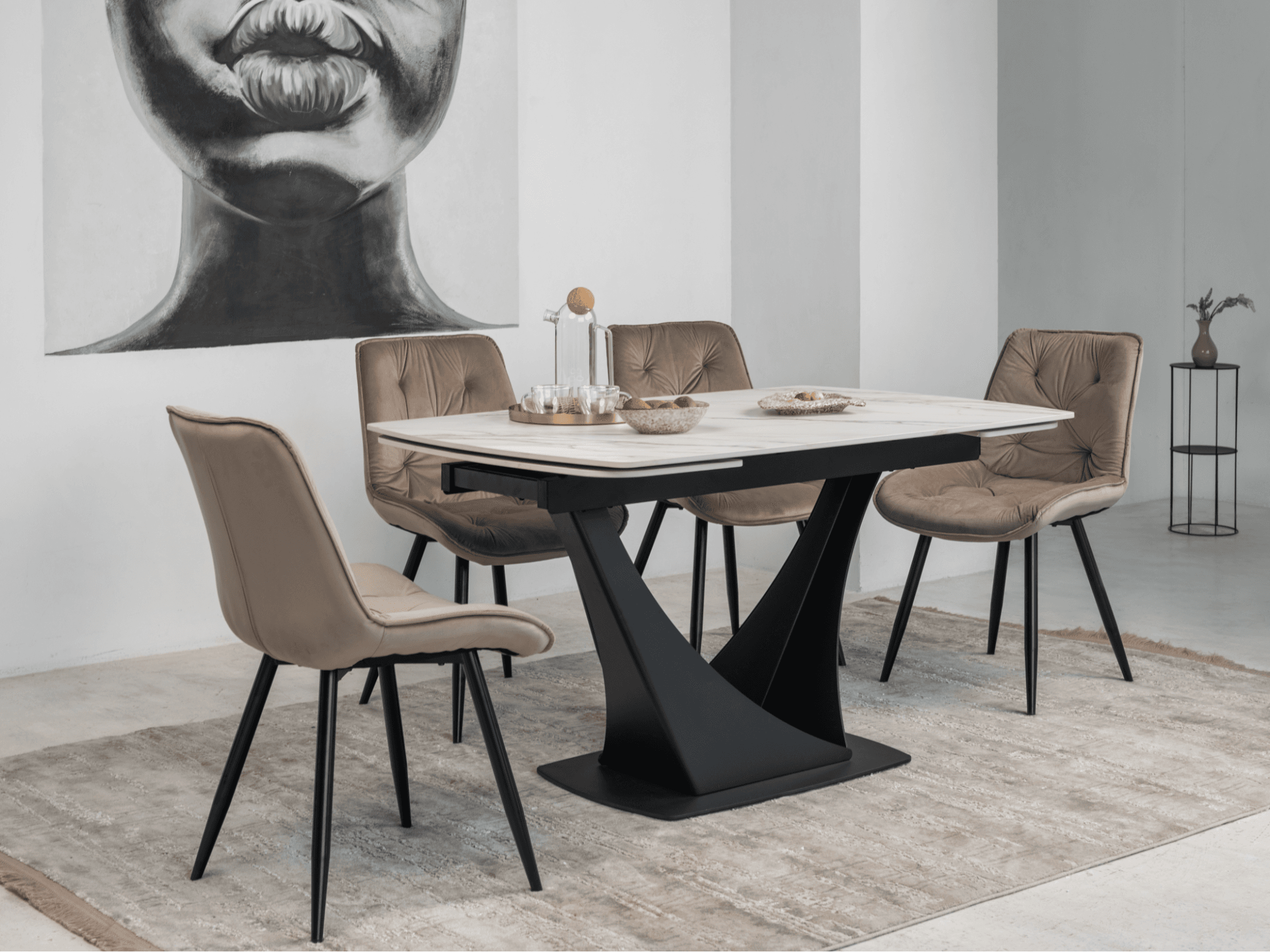 Стілець M-48 капучино велюр + чорний 10