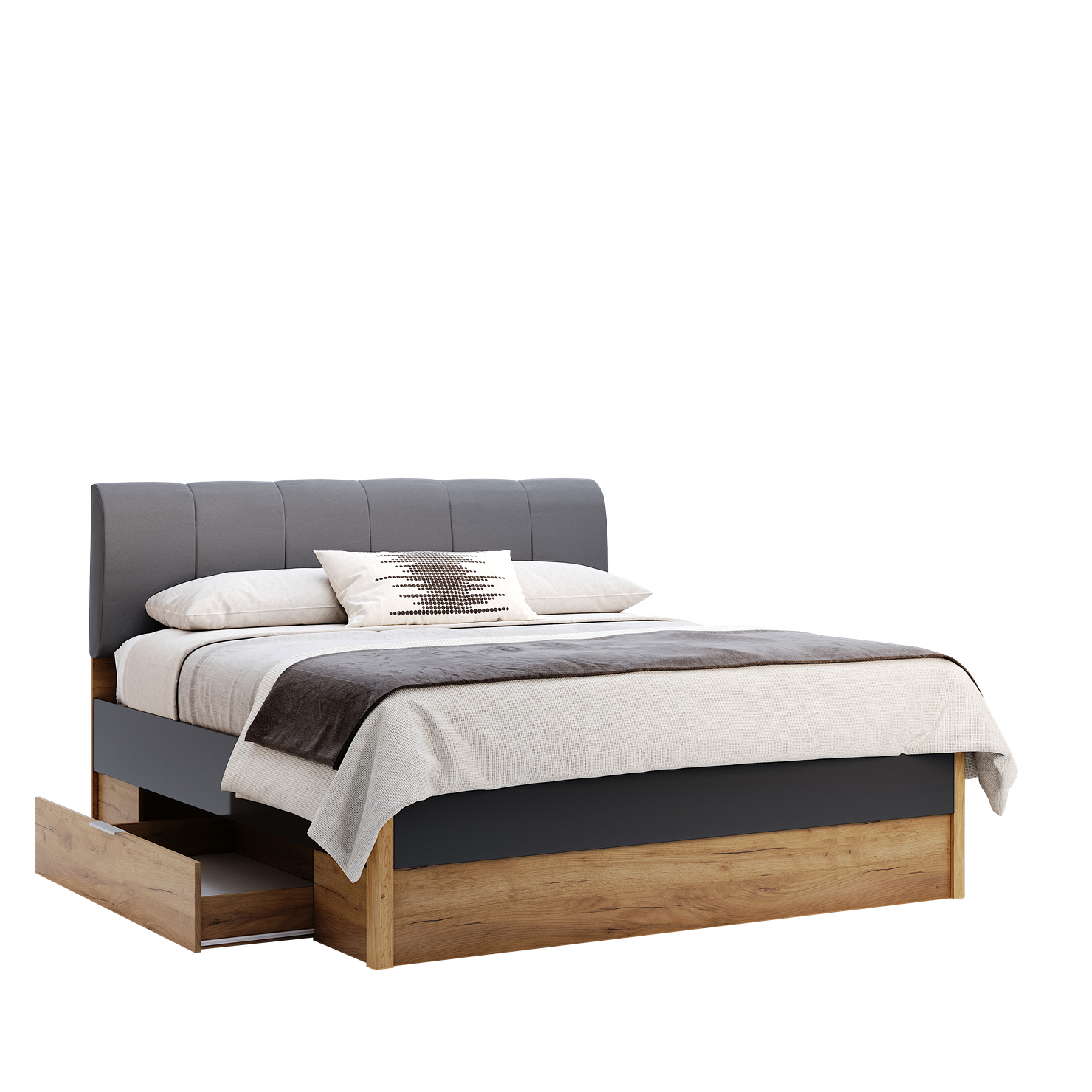 Двоспальне ліжко Ramona 160x200 см Дуб крафт - Мат Лава MiroMark