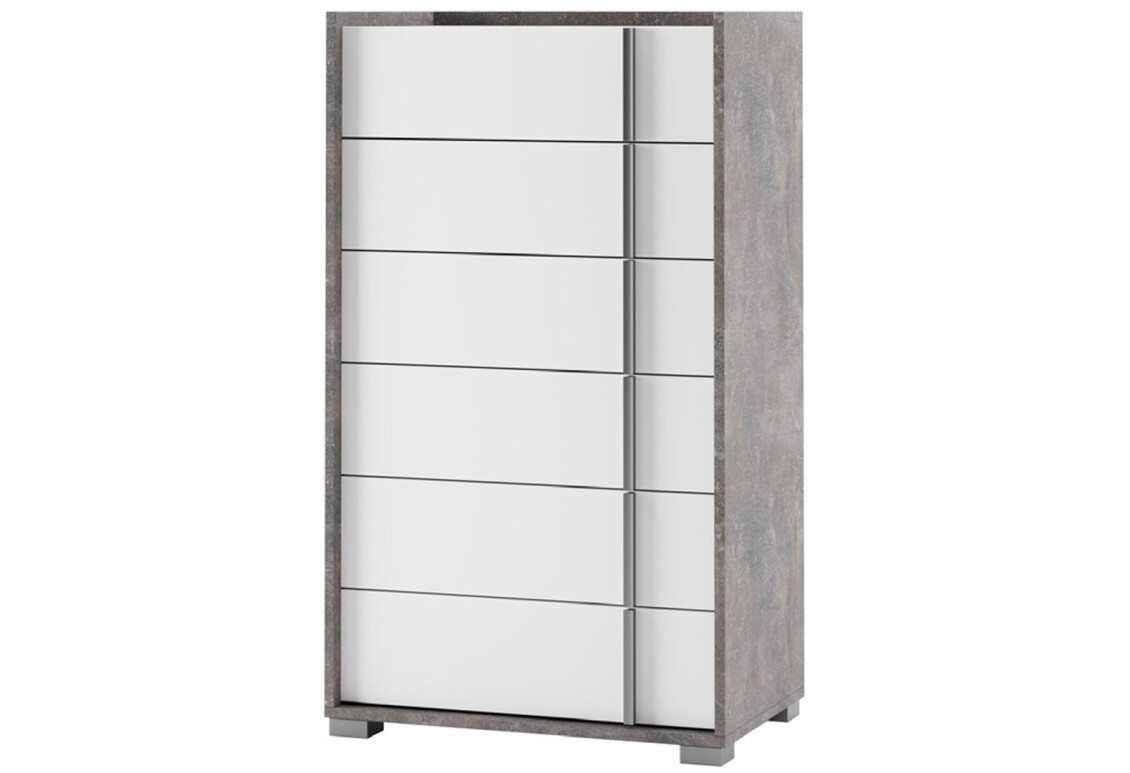 Комод Алекса з 6 шухлядами 70 см Індастріал/Білий