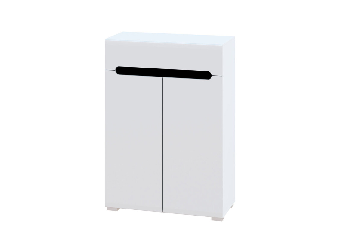 Комод Бянко 2-дверний з шухлядою 80 см Білий з чорною вставкою