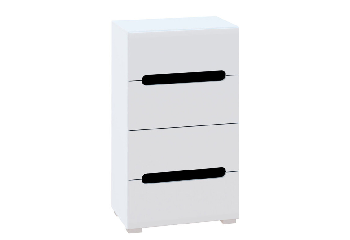 Комод Бянко з 4 шухлядами 60 см Білий з чорною вставкою 2