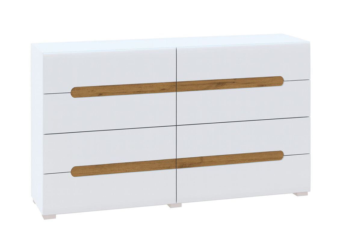 Комод Бянко з 8 шухлядами 160 см Білий з вставкою дуб аппалачі 2