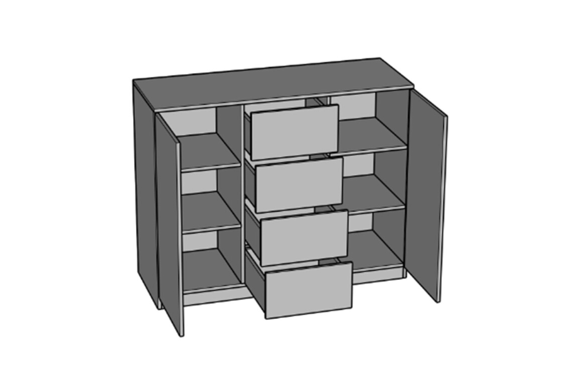 Комод Фріда з 2 дверками і 4 шухлядами 120 см, чорний / дуб ліворно 5