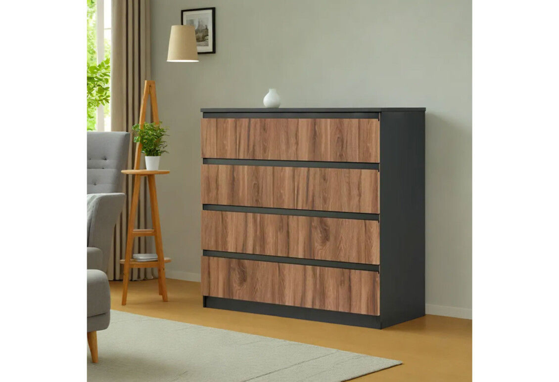 Комод Фріда з 4 шухлядами 100 см, чорний / дуб ліворно 2