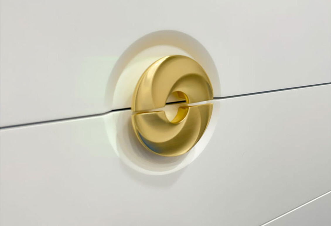 Комод Фуріоза з 4 шухлядами 100 см, Глиняний сірий, лак / Білий шовк 3