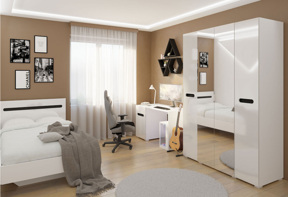 Ліжко Бянко (без каркаса) 90х200 см, Біле з чорною вставкою 2