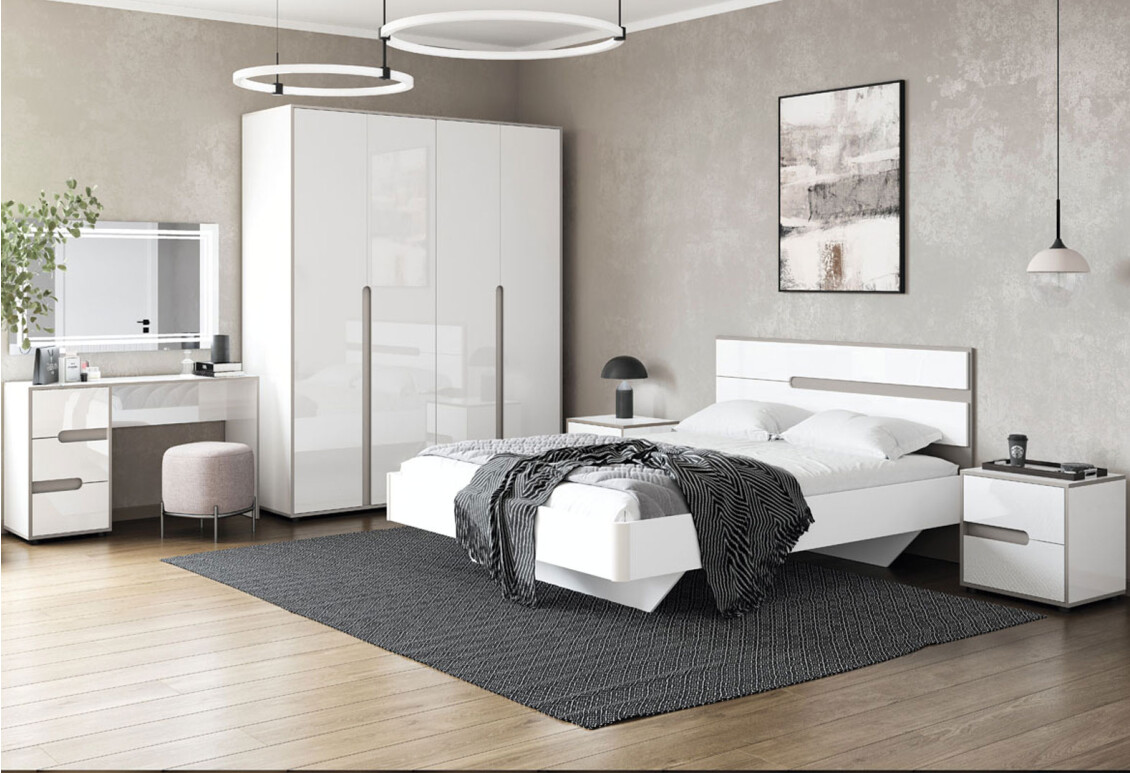 Тумба приліжкова права Лінда з 2 шухлядами 50 см, Німфеа Альба, лак, вставки тоффі 2